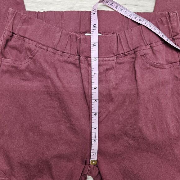 Umgee Womens Maroon Pull On Jeggings Textured Small Zip Ankle - Picture 3 of 9